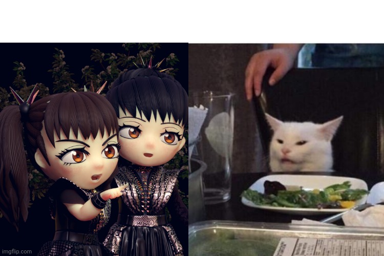 A new template | image tagged in babymetal,woman yelling at cat | made w/ Imgflip meme maker
