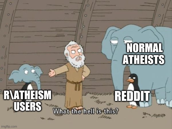 What the hell is this? | NORMAL ATHEISTS; REDDIT; R\ATHEISM USERS | image tagged in what the hell is this,Dankchristianmemes2 | made w/ Imgflip meme maker
