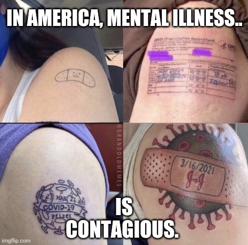 This is just crazy. | IN AMERICA, MENTAL ILLNESS.. IS CONTAGIOUS. | image tagged in memes | made w/ Imgflip meme maker