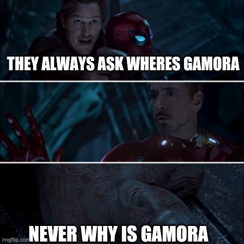 Terry loves yogurt | THEY ALWAYS ASK WHERES GAMORA; NEVER WHY IS GAMORA | image tagged in gamora where who and why,marvel | made w/ Imgflip meme maker