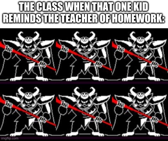 making a meme out of a bad mosaic i made | THE CLASS WHEN THAT ONE KID REMINDS THE TEACHER OF HOMEWORK: | made w/ Imgflip meme maker