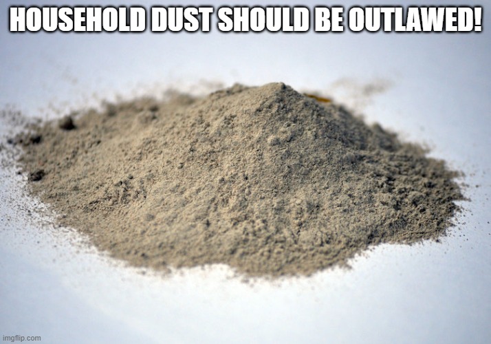 YEAH! | HOUSEHOLD DUST SHOULD BE OUTLAWED! | image tagged in pile of dust | made w/ Imgflip meme maker