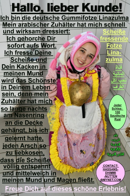 Alis ugly german rubberwhore Linazulma | يتم تدريب الخادمة الألمانية للأسر العربية | image tagged in alis ugly german rubberwhore linazulma | made w/ Imgflip meme maker