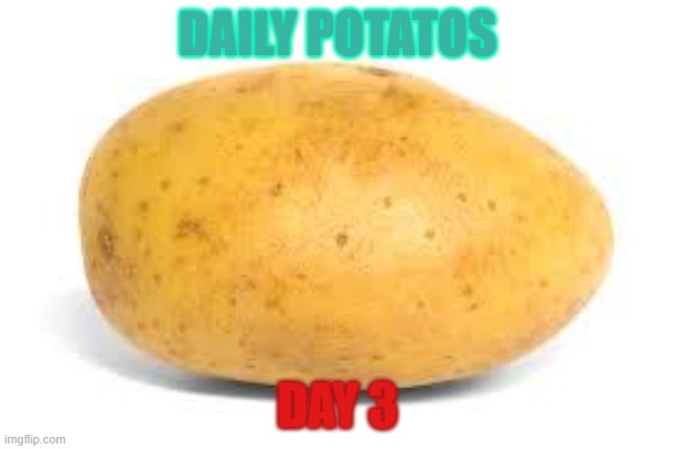 Potato | DAILY POTATOS; DAY 3 | image tagged in potato | made w/ Imgflip meme maker