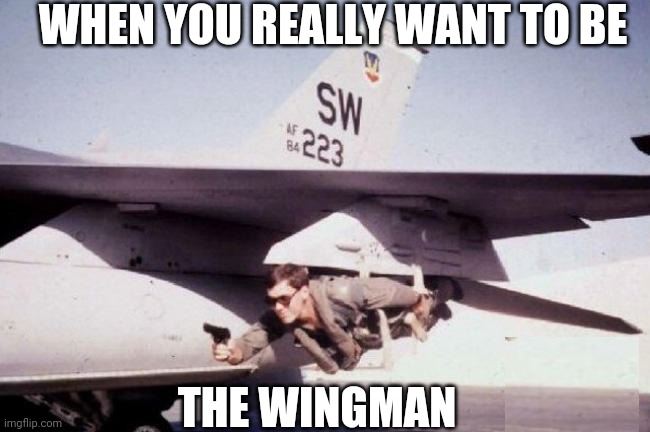 JAMES BOND OUTTAKES? | WHEN YOU REALLY WANT TO BE; THE WINGMAN | image tagged in fighter jet,air force,wtf | made w/ Imgflip meme maker