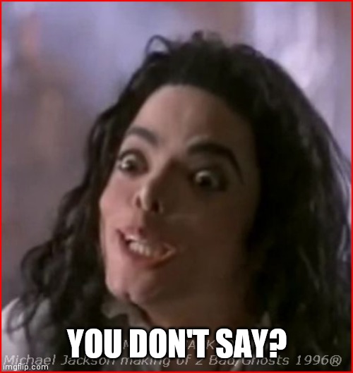 Michael Jackson YOU DON'T SAY | YOU DON'T SAY? | image tagged in michael jackson you don't say | made w/ Imgflip meme maker