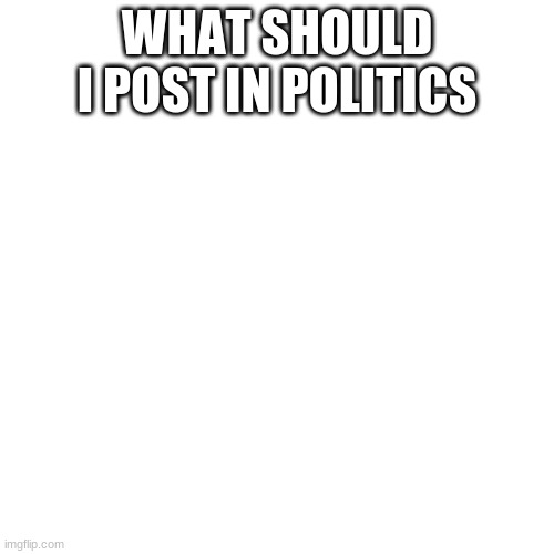 Blank Transparent Square | WHAT SHOULD I POST IN POLITICS | image tagged in memes,blank transparent square | made w/ Imgflip meme maker