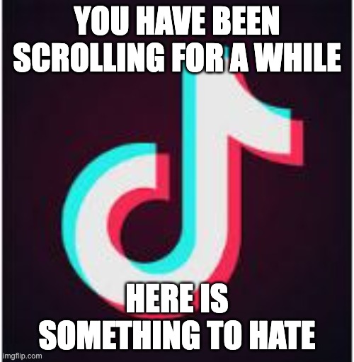 We need a new idea to get rid of this parasite. | YOU HAVE BEEN SCROLLING FOR A WHILE; HERE IS SOMETHING TO HATE | image tagged in tik tok sucks,cringe,why,wtf,wait thats illegal,alright gentlemen we need a new idea | made w/ Imgflip meme maker