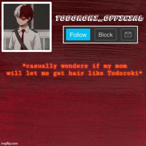 Hmmm | *casually wonders if my mom will let me get hair like Todoroki* | made w/ Imgflip meme maker