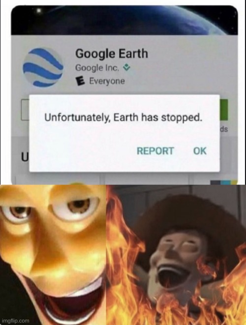 Yeet | image tagged in earth has stopped,satanic woody no spacing | made w/ Imgflip meme maker
