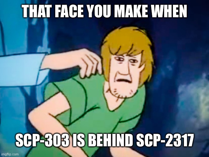 And then the scarlet king comes | THAT FACE YOU MAKE WHEN; SCP-303 IS BEHIND SCP-2317 | image tagged in shaggy meme | made w/ Imgflip meme maker