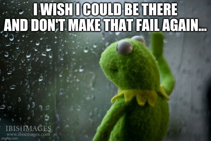 kermit window | I WISH I COULD BE THERE AND DON'T MAKE THAT FAIL AGAIN... | image tagged in kermit window | made w/ Imgflip meme maker