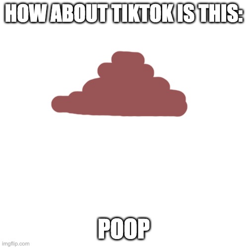 Blank Transparent Square Meme | HOW ABOUT TIKTOK IS THIS: POOP | image tagged in memes,blank transparent square | made w/ Imgflip meme maker