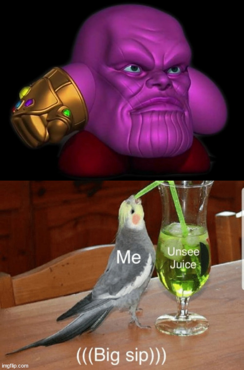 thank you i hate my life | image tagged in unsee juice,kirby,thanos,kirbos,thanby,wow your acctually reading the tags | made w/ Imgflip meme maker