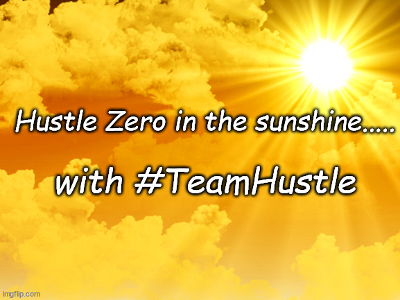 Hustle sunshine | Hustle Zero in the sunshine..... with #TeamHustle | image tagged in sunshine,hustle | made w/ Imgflip meme maker