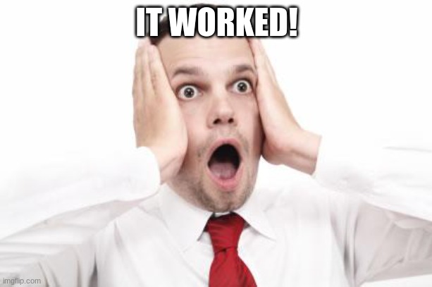 Surprised Guy | IT WORKED! | image tagged in surprised guy | made w/ Imgflip meme maker