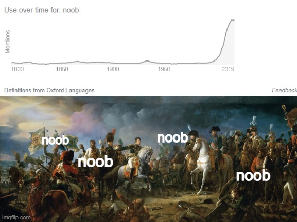 Ah yes, noob was a word in the 1800's | noob; noob; noob; noob | image tagged in funny | made w/ Imgflip meme maker
