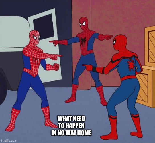 Spider Man Triple | WHAT NEED TO HAPPEN IN NO WAY HOME | image tagged in spider man triple | made w/ Imgflip meme maker