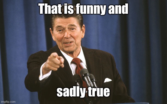 reagan asks | That is funny and sadly true | image tagged in reagan asks | made w/ Imgflip meme maker