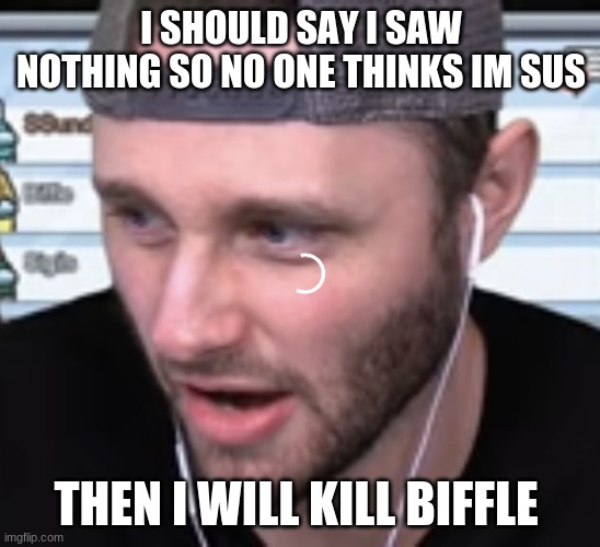 Ssundee Thinking | I SHOULD SAY I SAW NOTHING SO NO ONE THINKS IM SUS; THEN I WILL KILL BIFFLE | image tagged in ssundee thinking | made w/ Imgflip meme maker