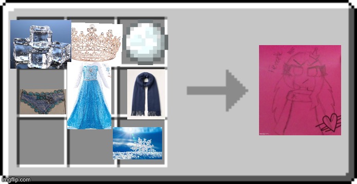 How to craft Frozette (Frilly panties included) | image tagged in crafting table gui | made w/ Imgflip meme maker