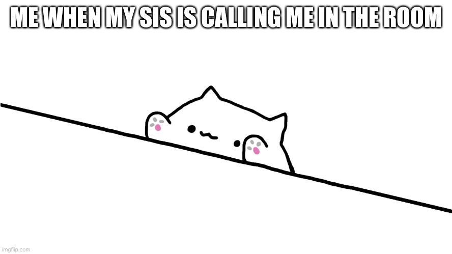 Bongo | ME WHEN MY SIS IS CALLING ME IN THE ROOM | image tagged in bongo cat | made w/ Imgflip meme maker