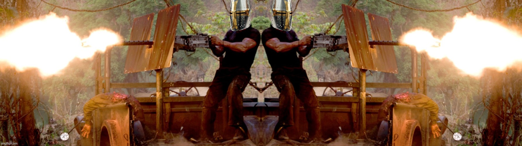 image tagged in crusader on a turret | made w/ Imgflip meme maker