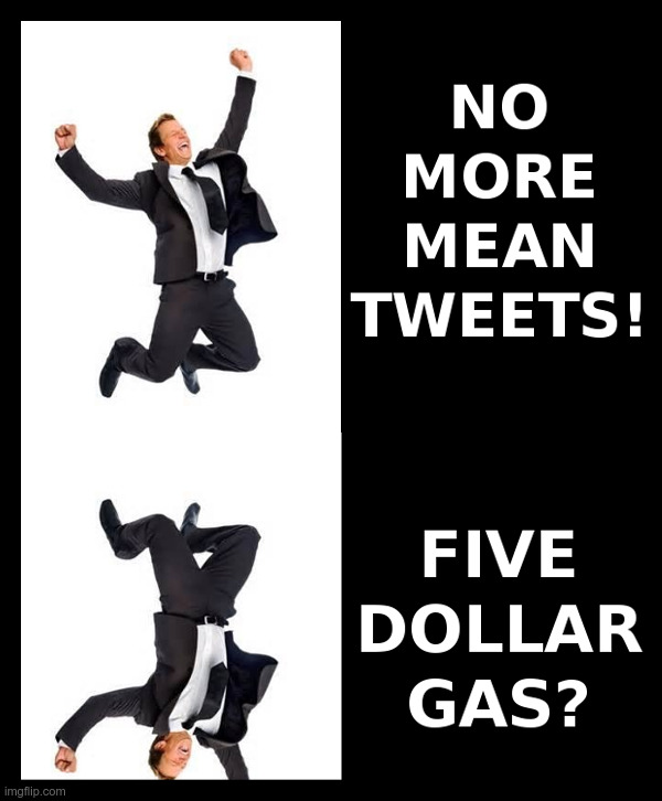 No More Mean Tweets! | image tagged in trump,twitter,biden,keystone pipeline,gas,prices | made w/ Imgflip meme maker