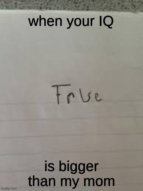 true or false | when your IQ; is bigger than my mom | image tagged in mom,bruh moment | made w/ Imgflip meme maker
