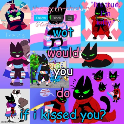 wot; would; you; do; if i kissed you? | image tagged in the-goth-chicken's announcement template 23 | made w/ Imgflip meme maker