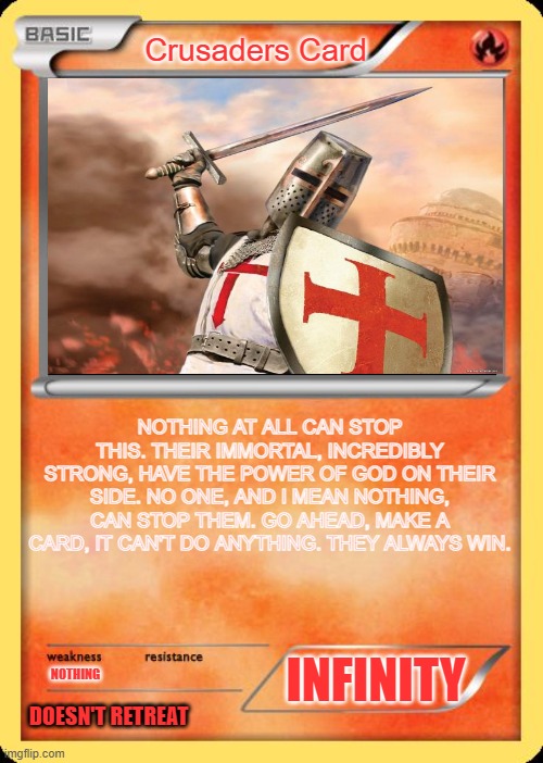 Crusaders card | image tagged in crusaders card | made w/ Imgflip meme maker