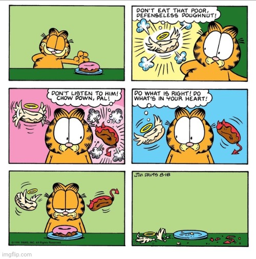 Garfield donut | image tagged in comics/cartoons,comics,comic,garfield,donuts,donut | made w/ Imgflip meme maker