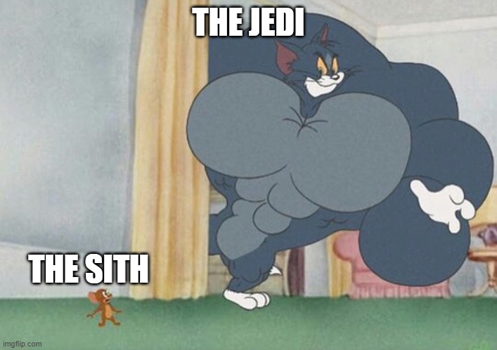there must be balance, they said | THE JEDI; THE SITH | image tagged in tom and jerry | made w/ Imgflip meme maker