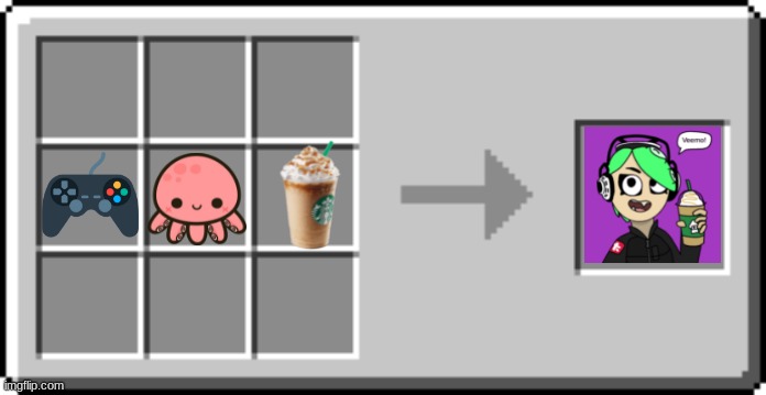 veemo frappucino crafting recipe (idk i was bored) | image tagged in crafting table gui | made w/ Imgflip meme maker