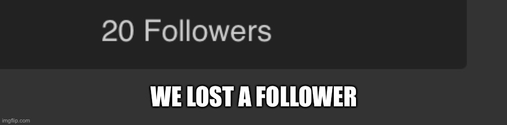 ;-; | WE LOST A FOLLOWER | made w/ Imgflip meme maker