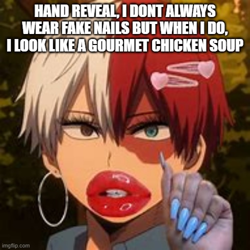 HAND REVEAL | HAND REVEAL, I DONT ALWAYS WEAR FAKE NAILS BUT WHEN I DO, I LOOK LIKE A GOURMET CHICKEN SOUP | made w/ Imgflip meme maker