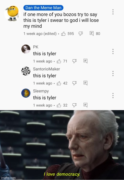 There's no title for this meme | image tagged in i love democracy | made w/ Imgflip meme maker