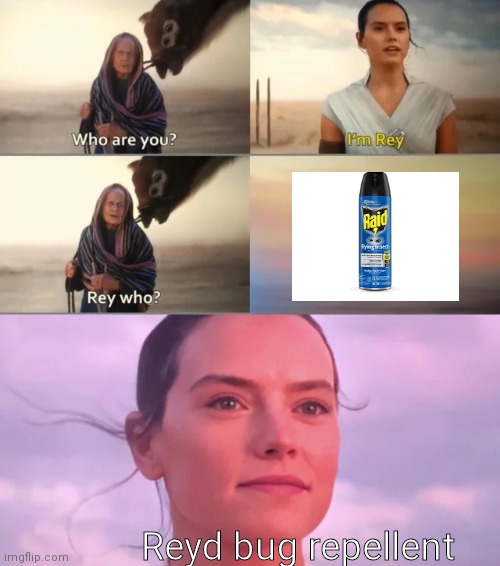 Cleanbeans | Reyd bug repellent | image tagged in rey who,memes | made w/ Imgflip meme maker