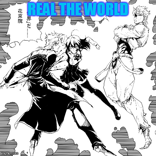 Dio no Sekai | REAL THE WORLD | image tagged in dio no sekai | made w/ Imgflip meme maker