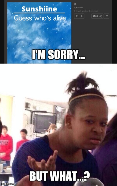 This crap doesnt make sense at all. Sorry for seeming like an ass but this is pure BS | I'M SORRY... BUT WHAT...? | image tagged in memes,black girl wat | made w/ Imgflip meme maker