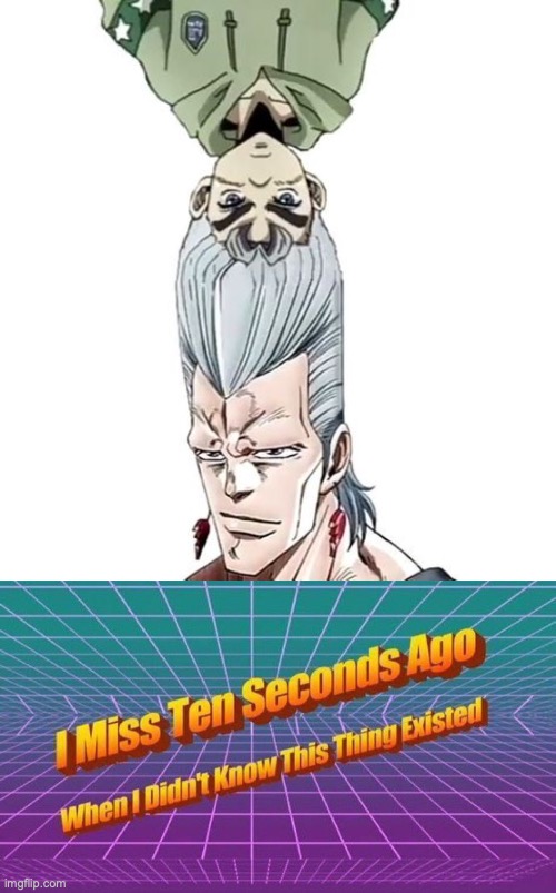 KOICHI-PIERRE HIROSNAREFF | image tagged in i miss ten seconds ago,jojo's bizarre adventure,cursed image,barney will eat all of your delectable biscuits | made w/ Imgflip meme maker