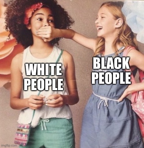 This image encapsulates the MAGA viewpoint so well | WHITE PEOPLE; BLACK PEOPLE | image tagged in white girl silencing black girl | made w/ Imgflip meme maker