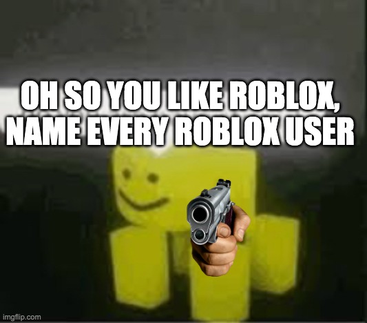 do you are have stupid | OH SO YOU LIKE ROBLOX, NAME EVERY ROBLOX USER | image tagged in do you are have stupid | made w/ Imgflip meme maker