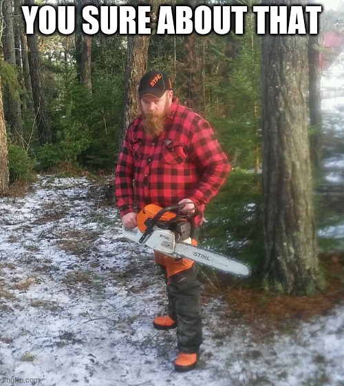 badass lumberjack | YOU SURE ABOUT THAT | image tagged in badass lumberjack | made w/ Imgflip meme maker