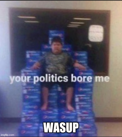 your politics bore me | WASUP | image tagged in your politics bore me | made w/ Imgflip meme maker