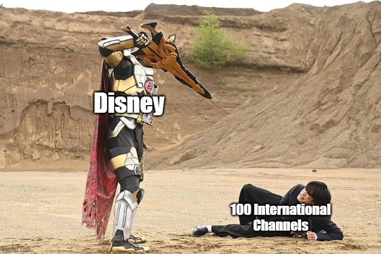 Bow before me! | Disney; 100 International Channels | image tagged in bow before me | made w/ Imgflip meme maker