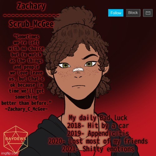 Can't wait for 2022 | My daily Bad luck
2018- Hit by a car
2019- Appendicitis
2020- Lost most of my friends
2021- Shitty emotions | made w/ Imgflip meme maker