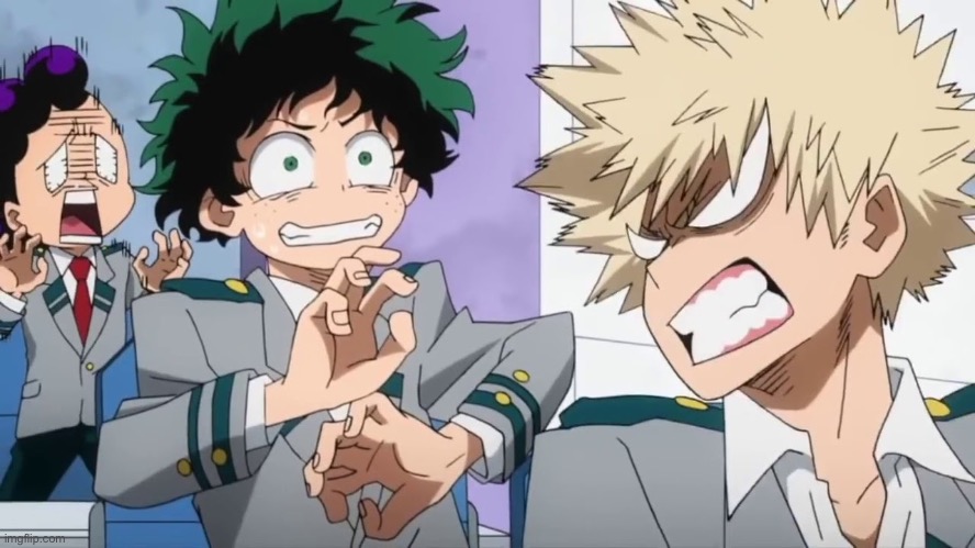 Bakugo mad scaring Deku and Minata | image tagged in bakugo mad scaring deku and minata | made w/ Imgflip meme maker