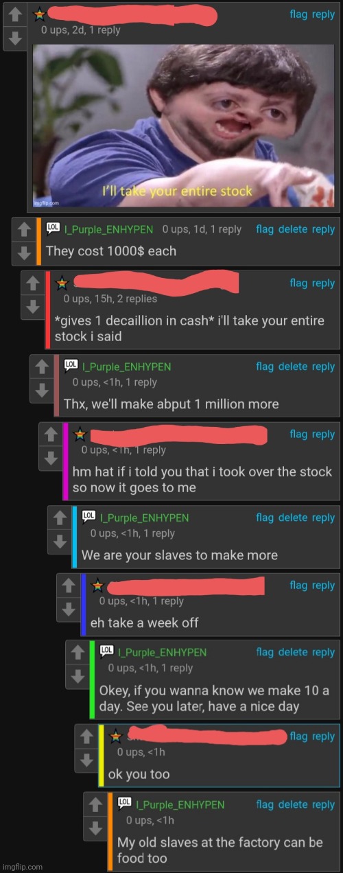 My old slaves are food | image tagged in cursed | made w/ Imgflip meme maker