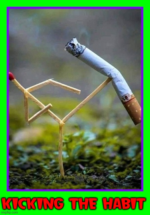 Life finds a way... to live. |  KICKING THE HABIT | image tagged in vince vance,cigarettes,matches,kicking,smoking,memes | made w/ Imgflip meme maker